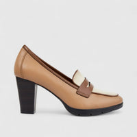 Hush Puppies Soft Style Ladies Comfort Block Heel Shoe Mathura SSL01628 Caramel Multi SS337