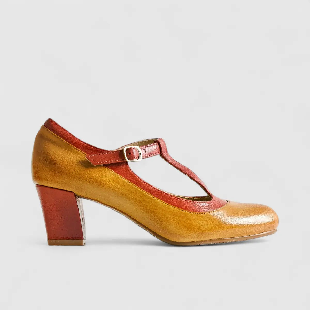 Bulbul Leather Heel Olive/Brown HA2512 Heels | familyshoecentre