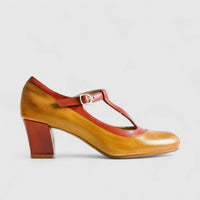 Bulbul Leather Heel Olive/Brown HA2512 Heels | familyshoecentre