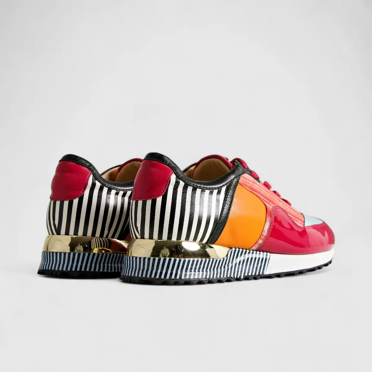 Poletto Ladies Leather Sneaker Cerise Multi 4257158 Sneakers | familyshoecentre