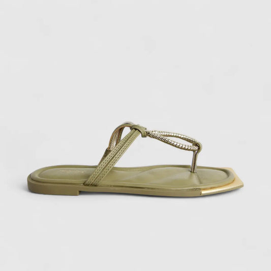 Bulbul Ladies Casual Flat Sandal Green HAR078