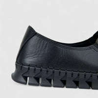 Karyoka Ladies Leather Comfort Slip On 6562 Black KS95