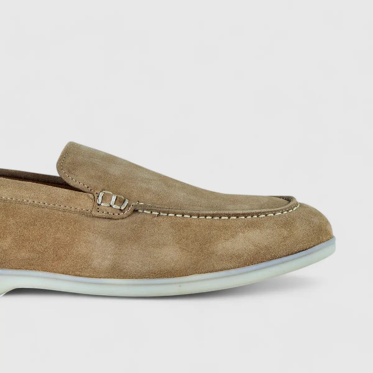 Bulletti Leather Nubuck Slip On Loro Beige Suede Loafers | familyshoecentre