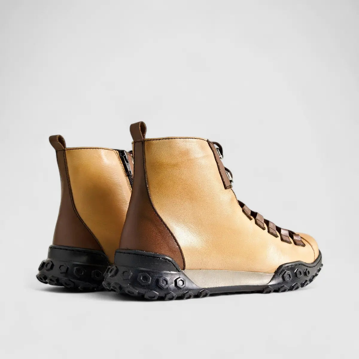 Karyoka Comfort Leather Boots 3551 Beige/Brown Boots | familyshoecentre