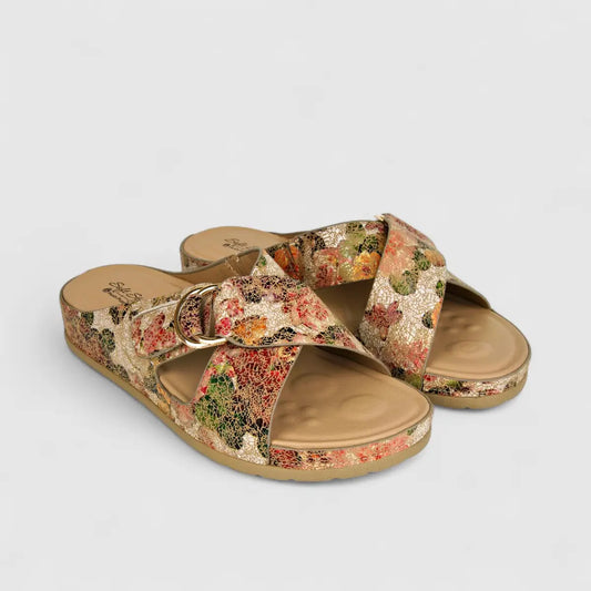 Hush Puppies Soft Style Ladies Comfort Push In Tanika Crackle SSL01549 Taupe SS281
