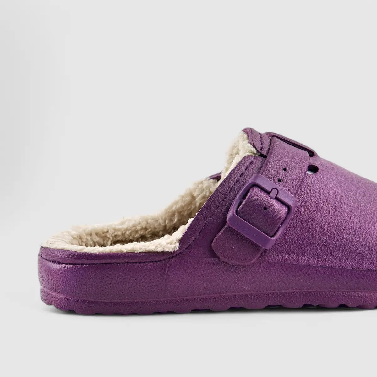 Soft Style By Hush Puppies Desi Fur Slippers Purple 01280 Slip-ons | familyshoecentre