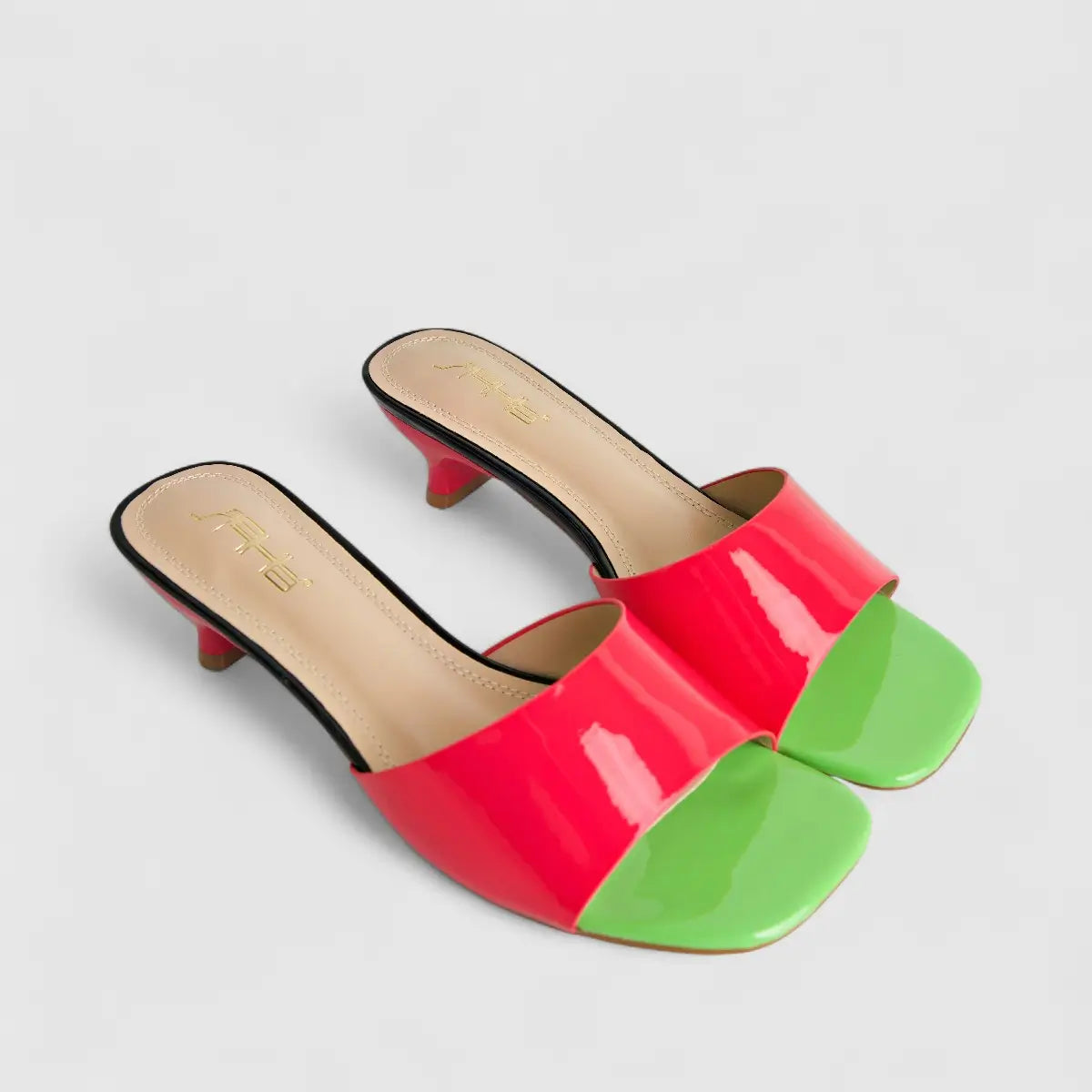 Bulbul Ladies Casual Low Heel Sandal Fuchsia Green HAR064