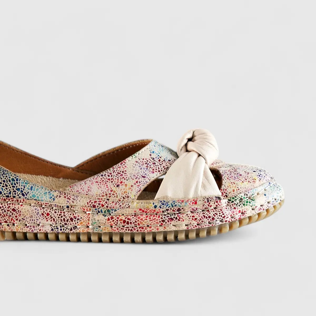 Karyoka Comfort Leather Casuals 6436 Beige Multi Sandals | familyshoecentre