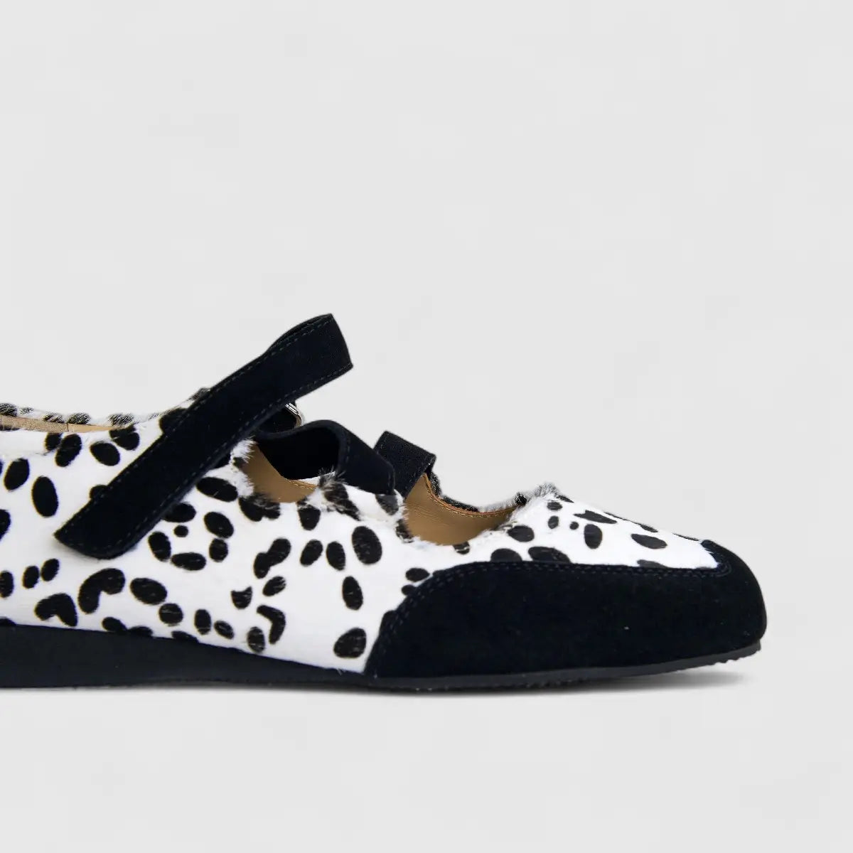 Morbido Ladies Leather Pump Black White Horse Hair PON001