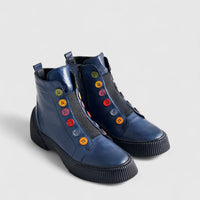 Karyoka Comfort Leather Boots 3100 Navy Boots | familyshoecentre