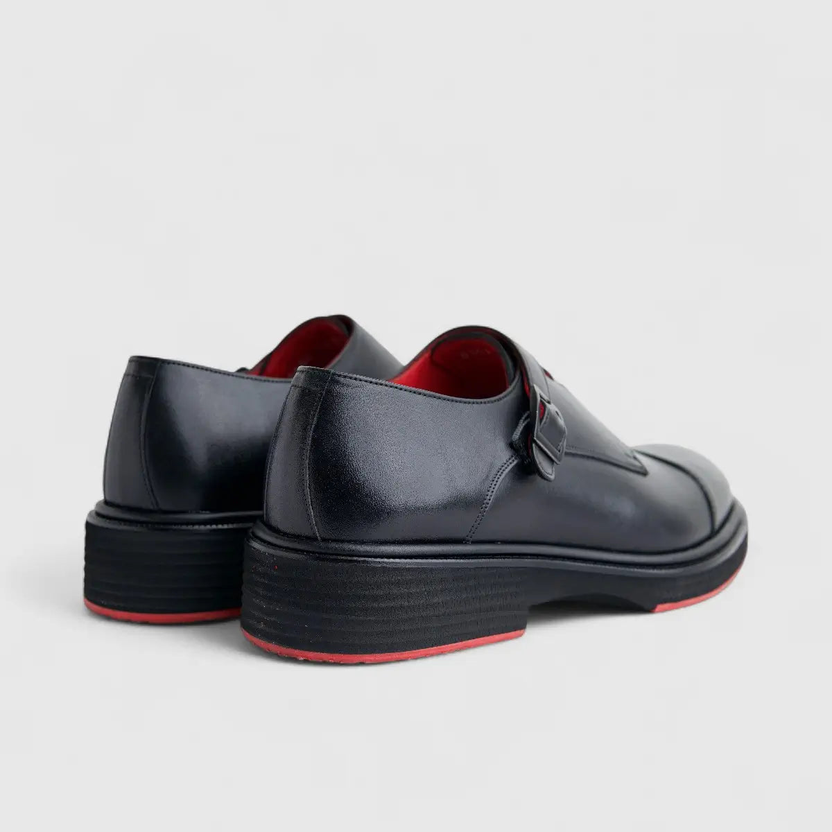 Formales Men's (UK4 TO UK12) Leather Chunky Sole Loafer Double Monk 0509 Black FC137