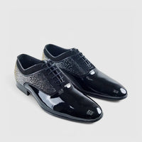 Elitto Bling Dress Lace Ups 3306 Black Patent Oxfords | familyshoecentre