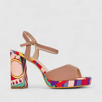 Bulbul Ladies Block Heel Sandal HAR046 Pink Multi