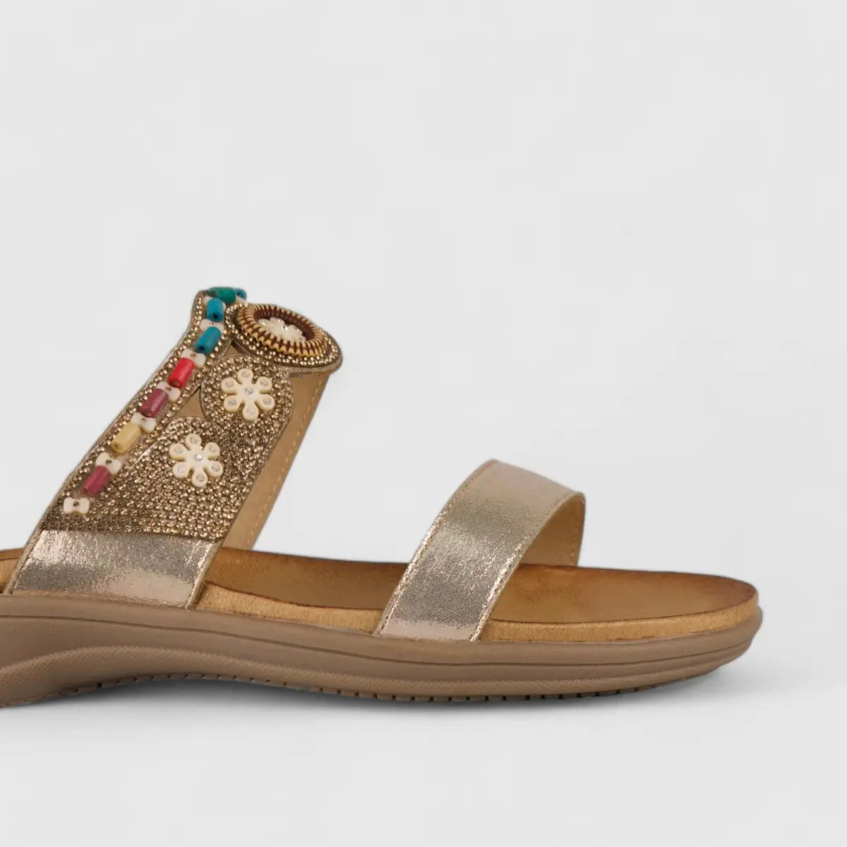 Bulbul Flat Bling Sandal Gold HAR016 Sandals | familyshoecentre