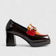 Bulbul Block Heel Black/Tan Heels | familyshoecentre