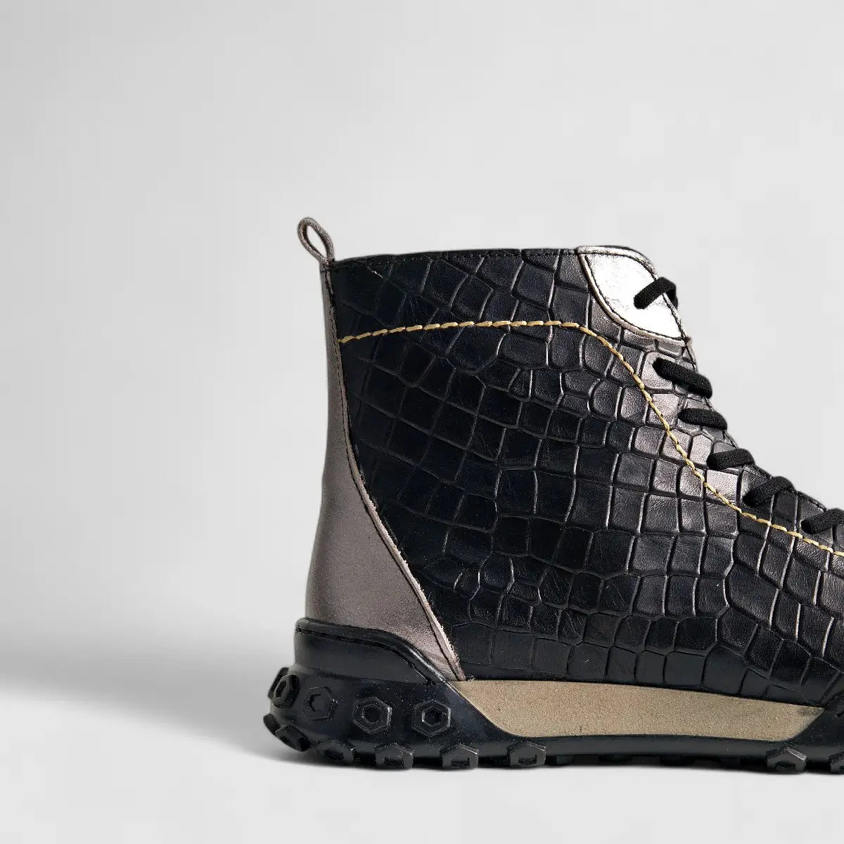 Karyoka Comfort Leather Boots 3561 Black/Grey Boots | familyshoecentre