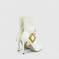 Bulbul Ladies Stiletto Heel Ankle Boot Off White CAR26-6