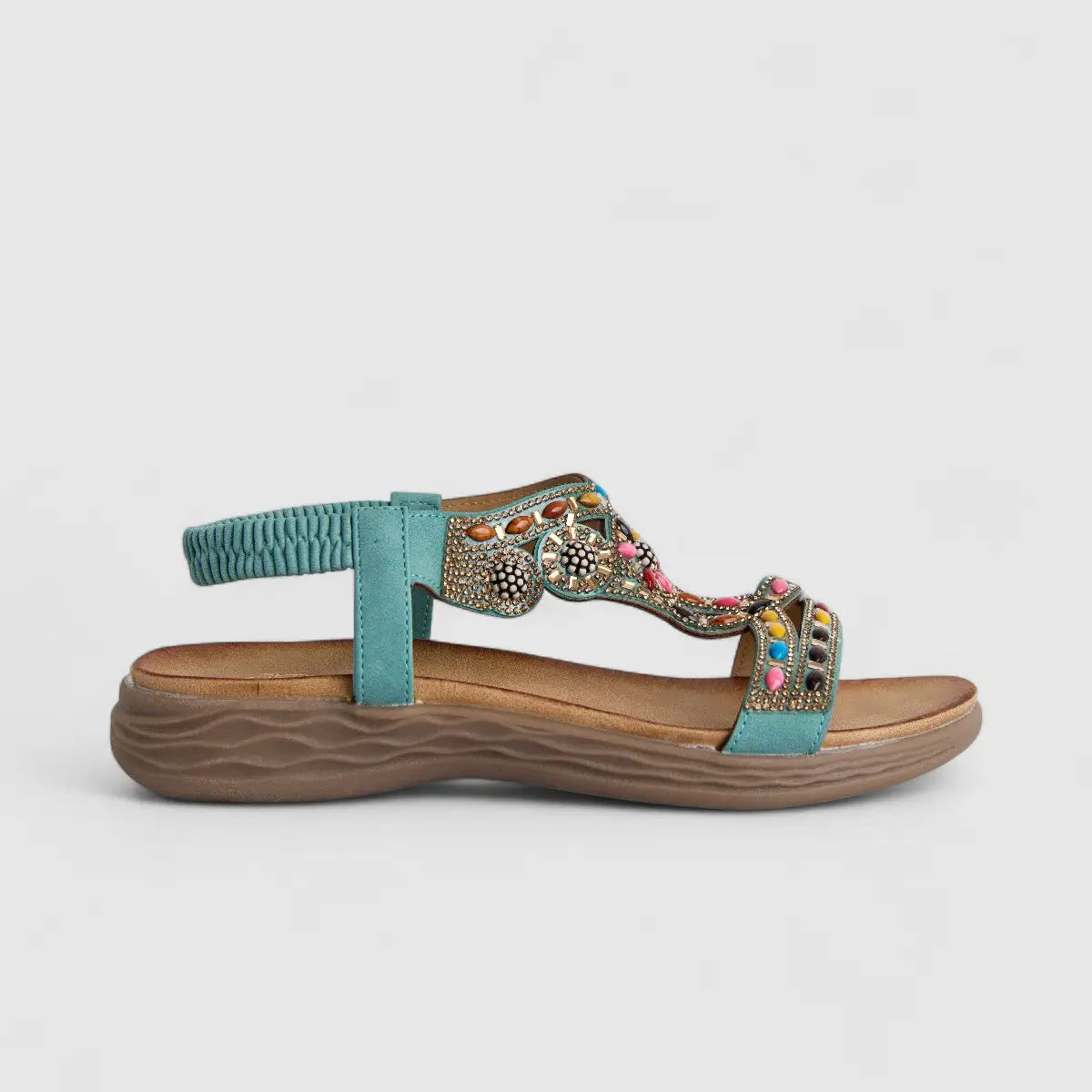 Bulbul Ladies Ethnic Comfort Sandal Teal HAR068