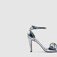 Footwork Dress Block Heel Evening Sandal Silver 01683 Heels | familyshoecentre
