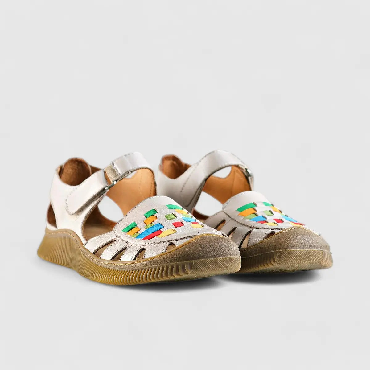 Karyoka Comfort Leather Fisherman Sandal 6717 Beige Multi Sandals | familyshoecentre