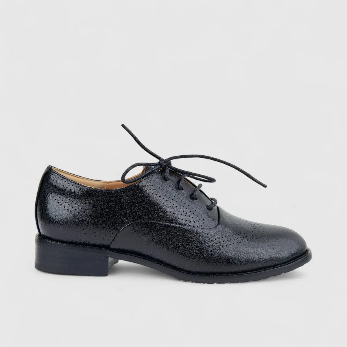 Bulbul Ladies Leather Lace Up Shoe Black LSF-02