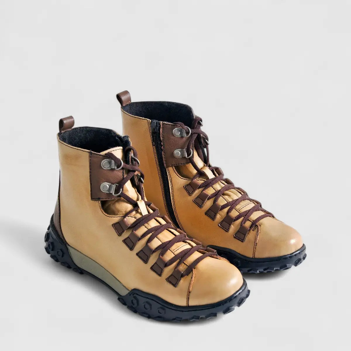 Karyoka Comfort Leather Boots 3551 Beige/Brown Boots | familyshoecentre