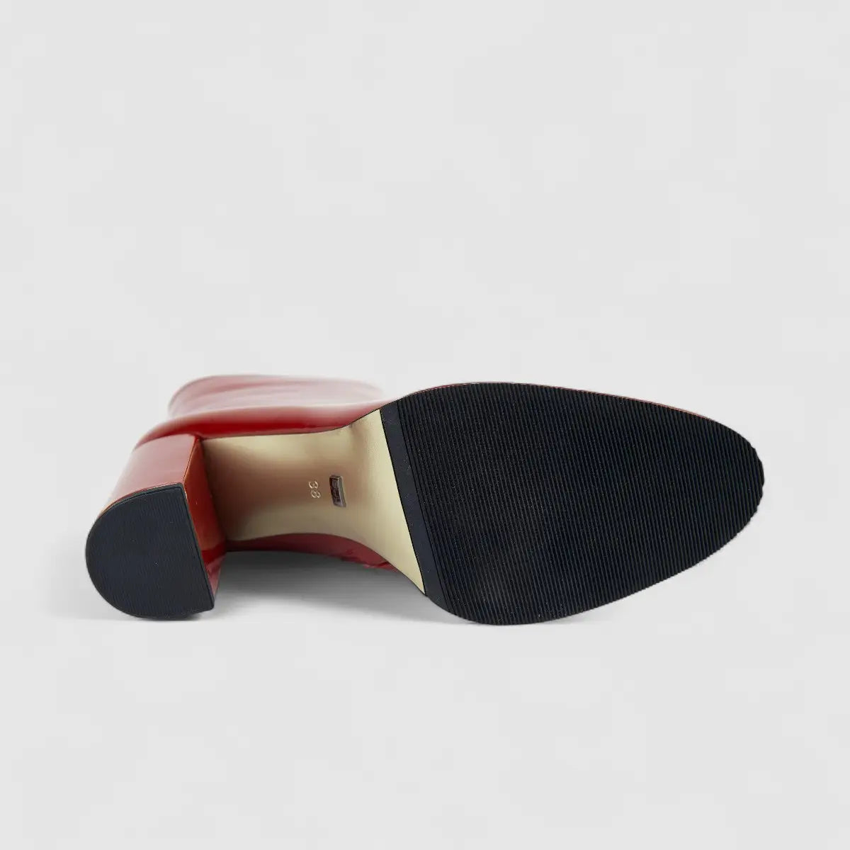 Bulbul Ladies Block Heel Ankle Boot Red CAR26-7