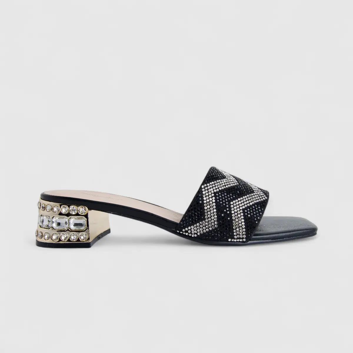 Bulbul Ladies Evening Block Heel Sandal Black HAR076