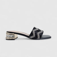 Bulbul Ladies Evening Block Heel Sandal Black HAR076