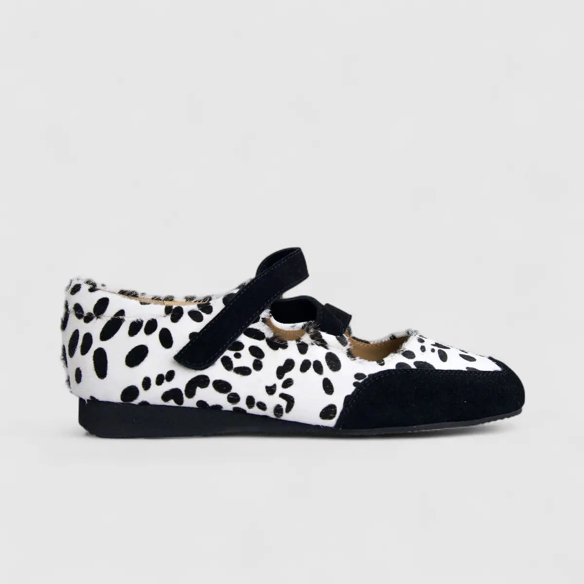 Morbido Ladies Leather Pump Black White Horse Hair PON001