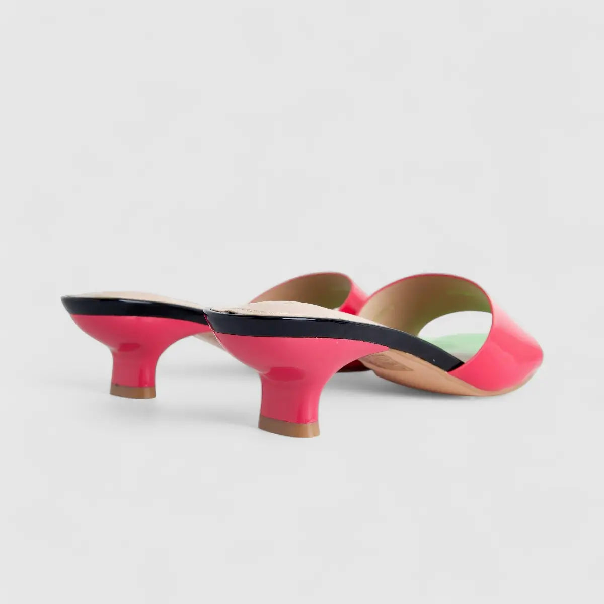 Bulbul Ladies Casual Low Heel Sandal Fuchsia Green HAR064