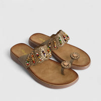 Bulbul Ladies Ethnic Comfort Sandal Beige HAR069