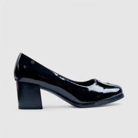 PC Dress Heel Court Shoe Black Patent 10707 Heels | familyshoecentre