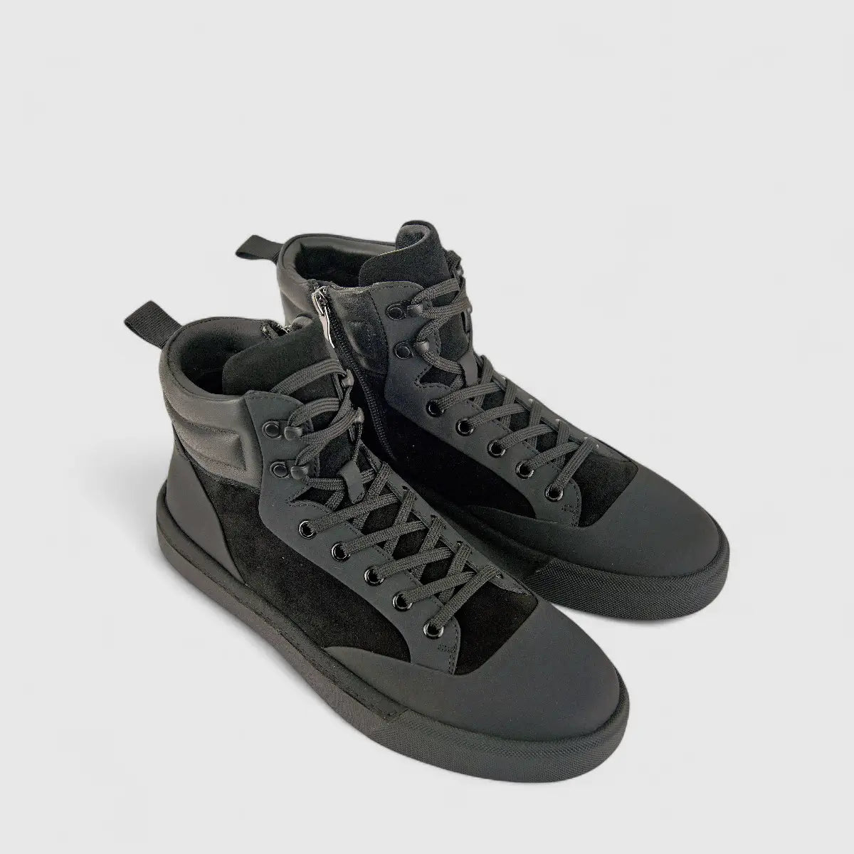 Babucci Men's Leather Hi Top Sneaker B282199H-2A BAB031 Black