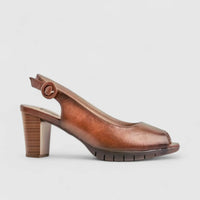 Hush Puppies Soft Style Ladies Block Heel Sandal Sindy SSL01565 Cognac SS272
