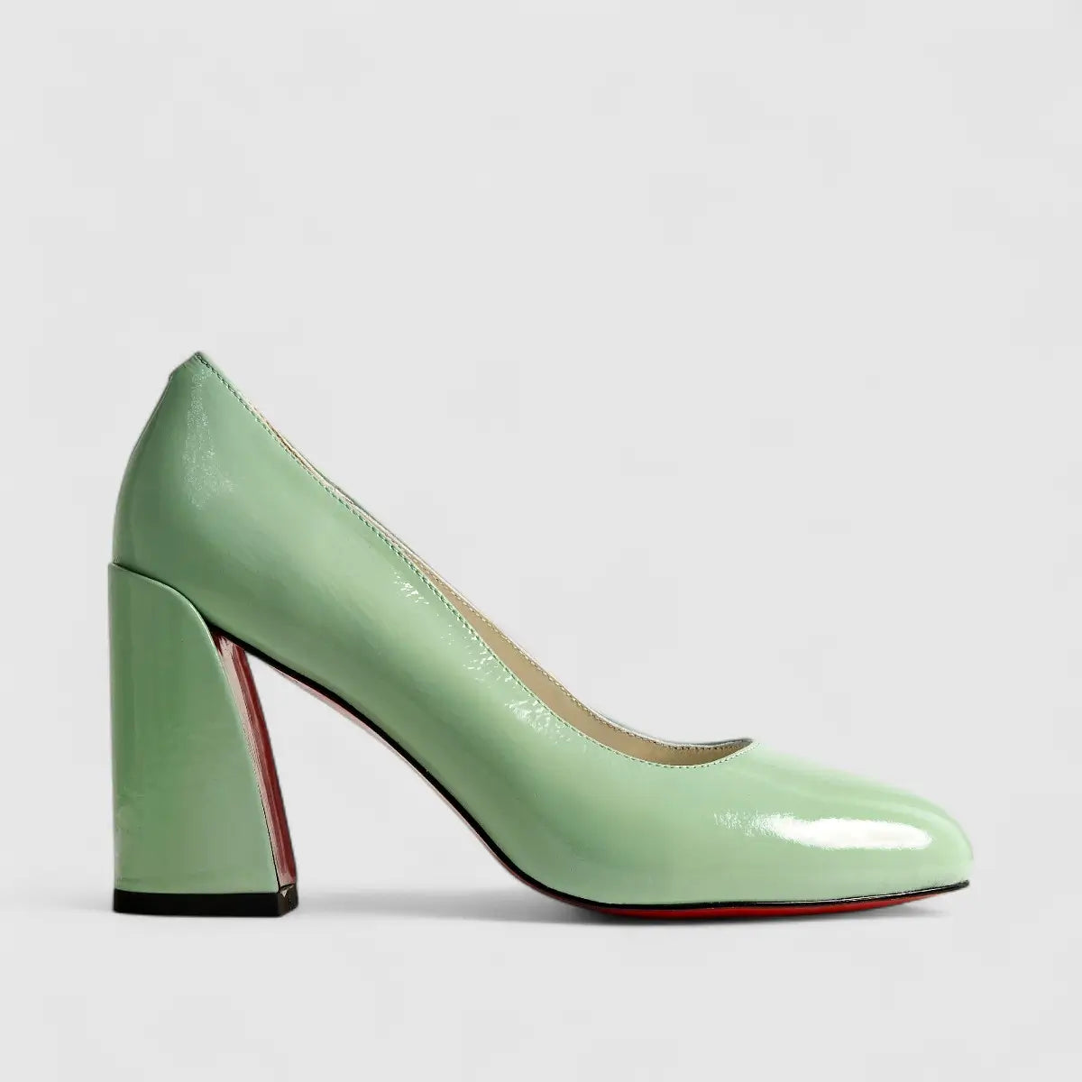 Bulbul Leather Block Heel Shoe Green LAR6030