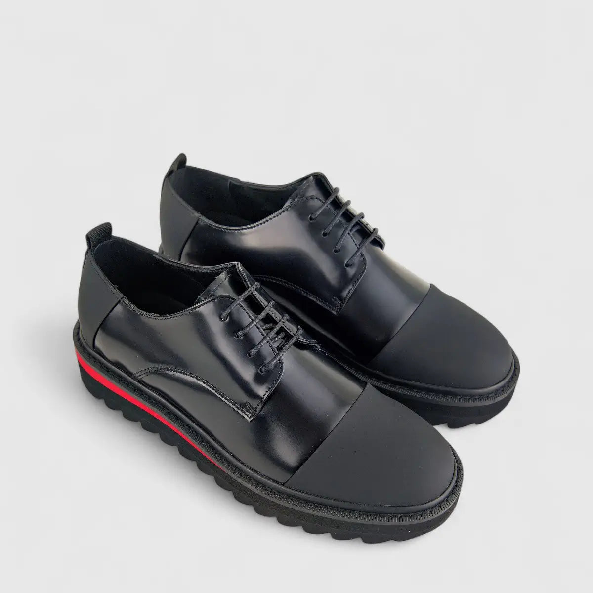 Babucci Men's Leather Chunky Sole Lace Up K25LC351B-2 BAB014 Black