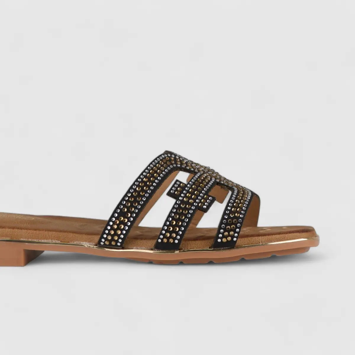 Bulbul Flat Bling Sandal Black HAR010 Sandals | familyshoecentre