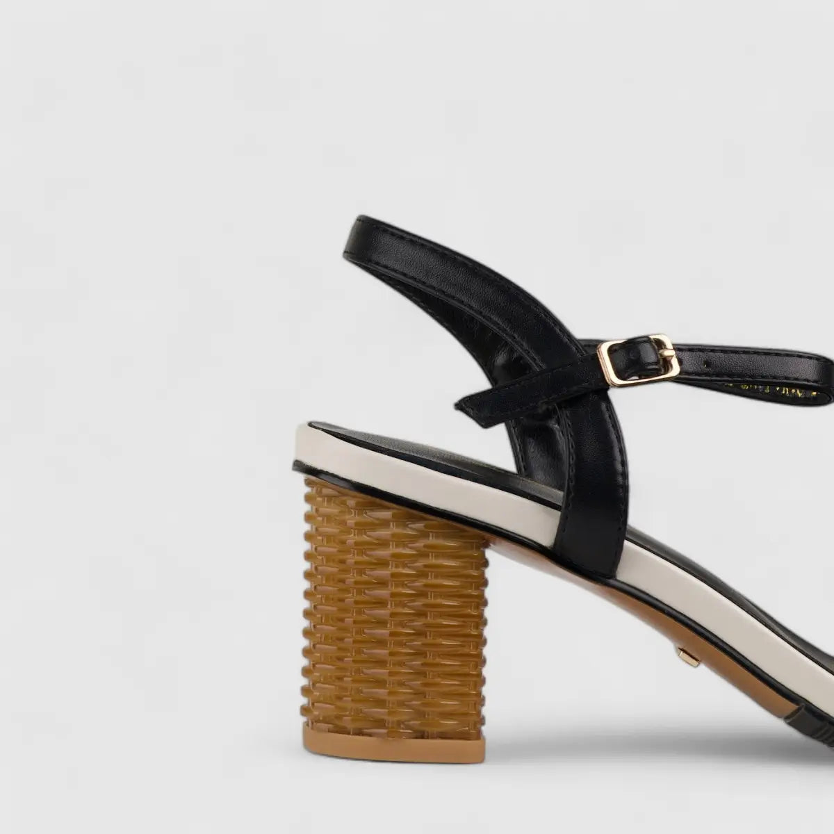 Bulbul Block Heel Sandal Black/Beige CAR5020 Heels | familyshoecentre