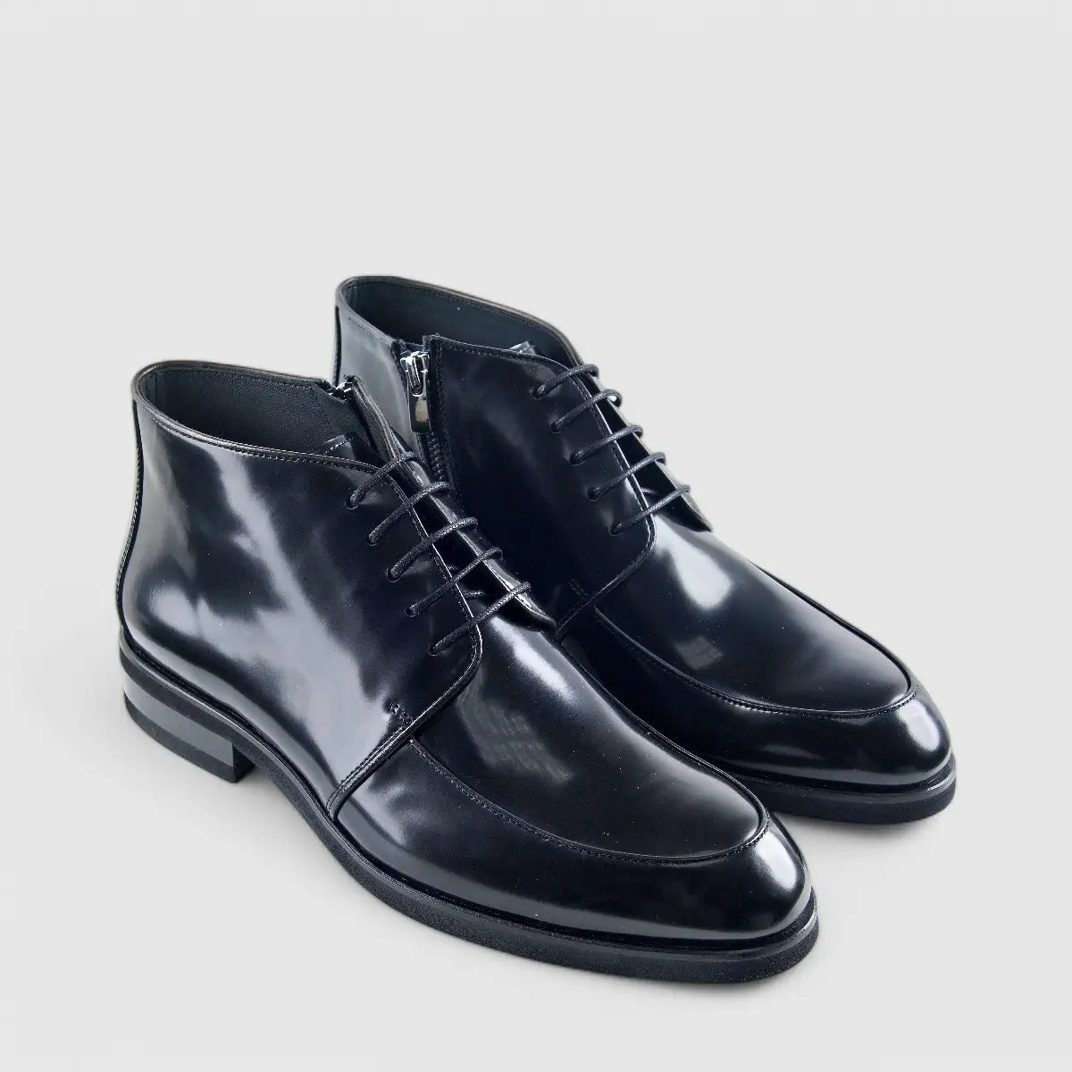 Enrico Cavalli Dress Lace Up Ankle Boot 6882 Black Hi Shine