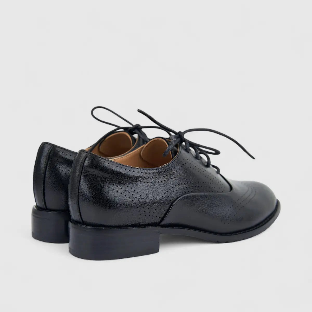 Bulbul Ladies Leather Lace Up Shoe Black LSF-02