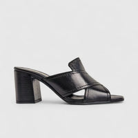 Sofia Mare Ladies Leather Comfort Push In Block Heel Sandal 11806 Black SF74