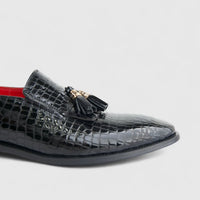 Formales Men's Leather Slip On With Tassel AE585-130 Black EL142