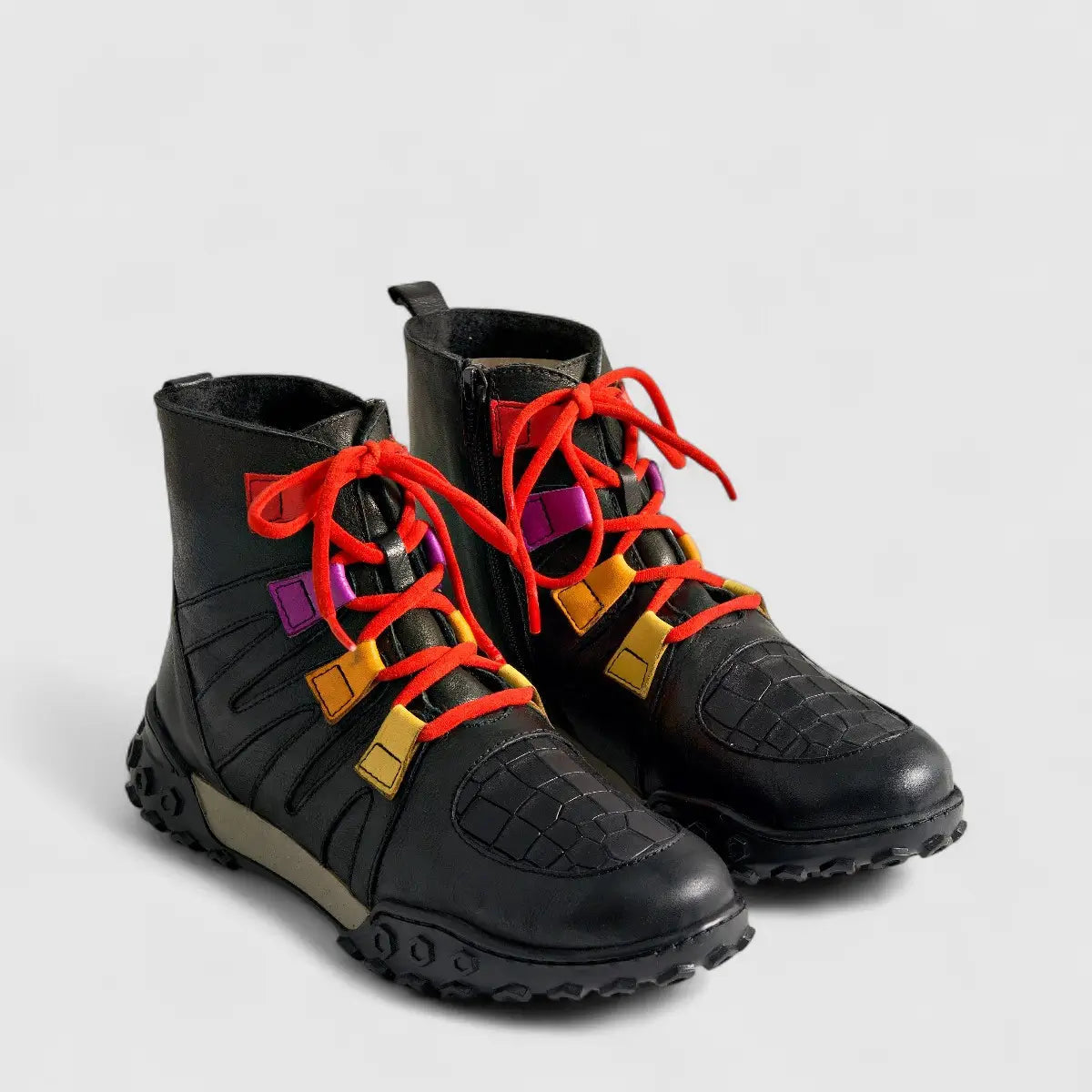 Karyoka Comfort Leather Boots 3562 Black Multi Boots | familyshoecentre