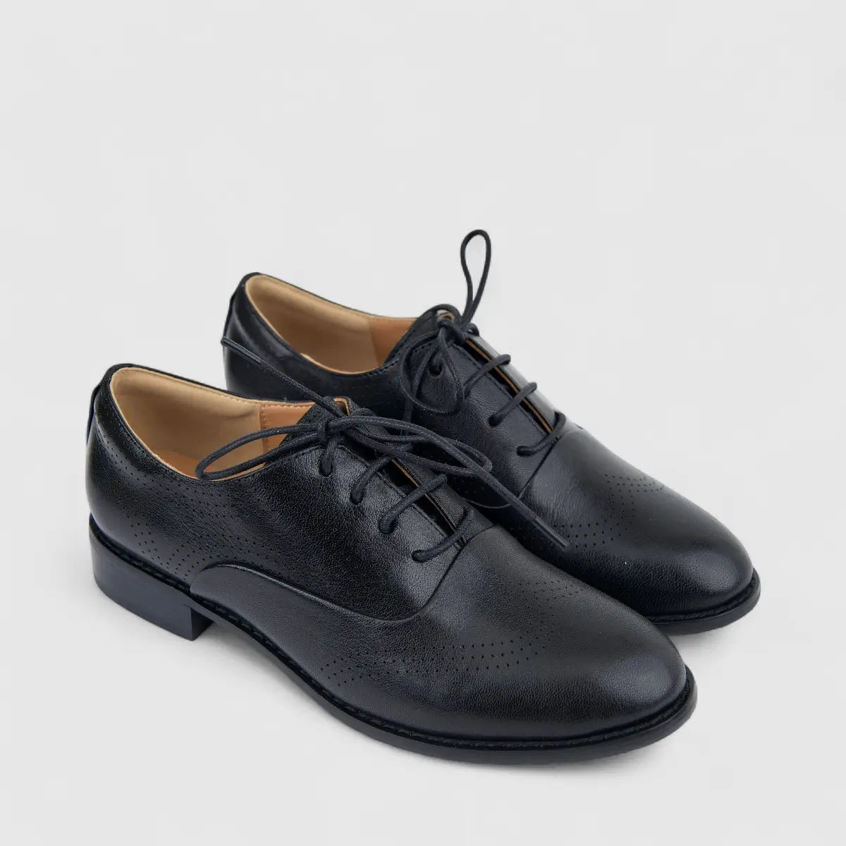 Bulbul Ladies Leather Lace Up Shoe Black LSF-02
