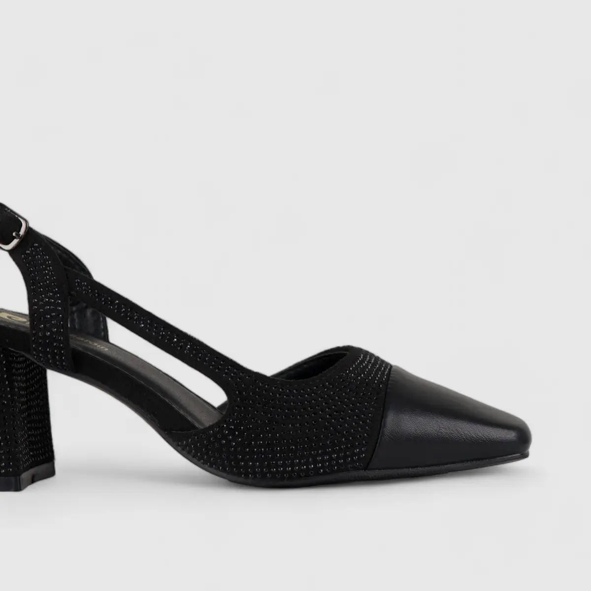 PC Slingback Court Shoe Black 10615 Heels | familyshoecentre