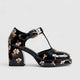 Bulbul Block Heel Black Flower