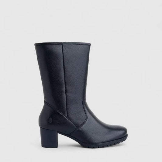 Hush Puppies Ladies Leather Mid High Boot Marisol HPL01474 Black DB32