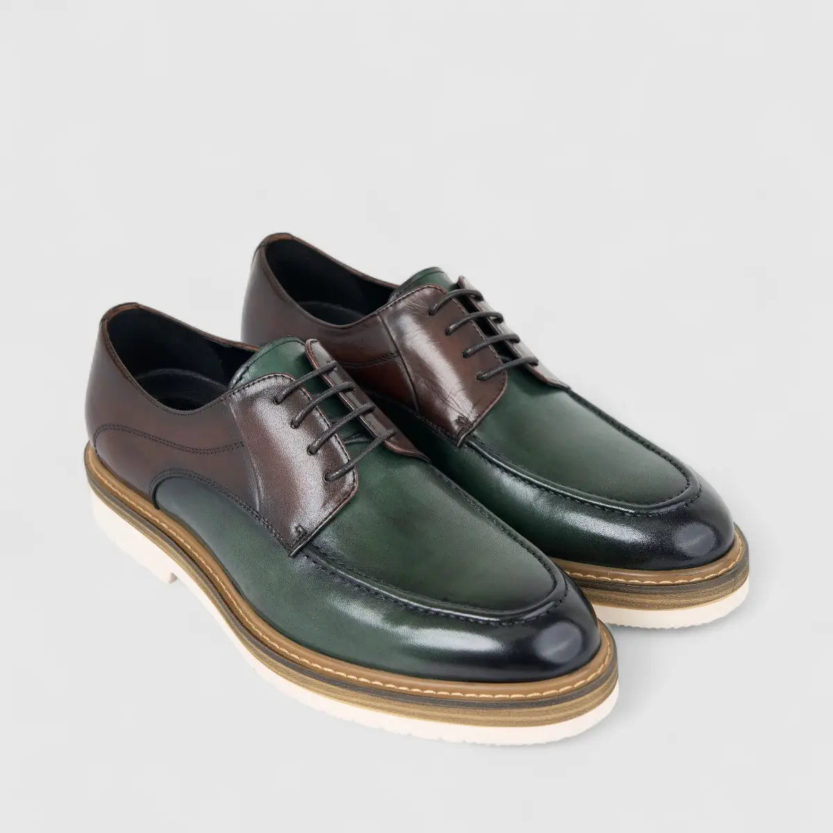 Fabino Men's (UK5 TO UK12) Chunky Sole Leather Lace Up M3220203 Green Multi FB20