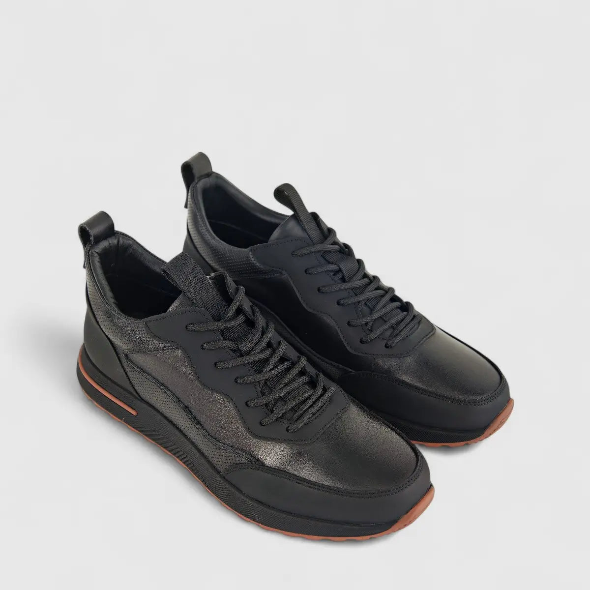 Babucci Men's Leather Sneaker K25S681908 BAB027 Black